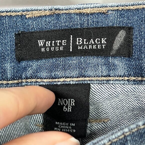White House Black Market Noir Custom Day of the Dead Inspired Flare Jeans 6R - Picture 4 of 14